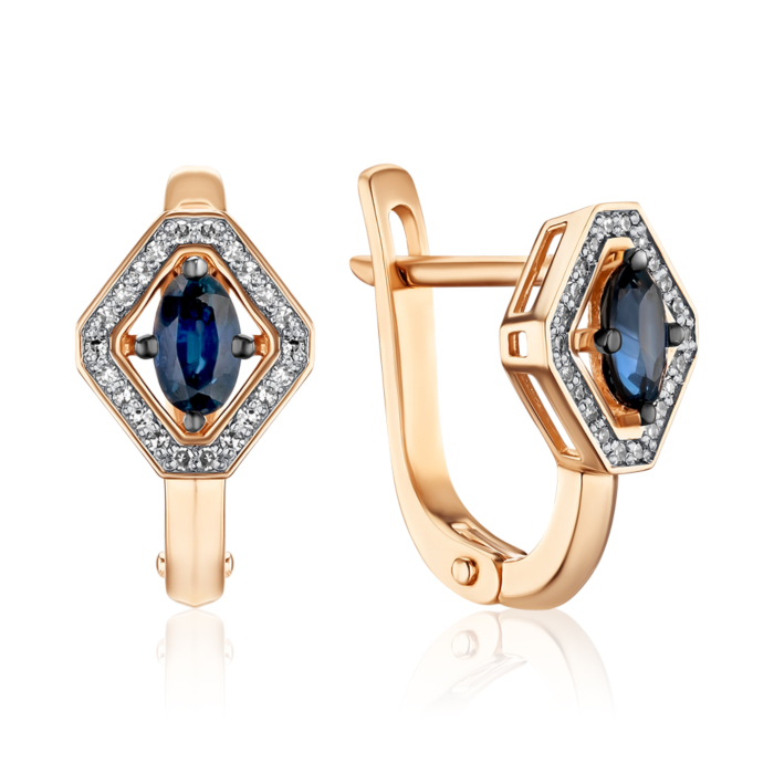 Золоті сережки з сапфіром та діамантами 8070125/01/1/8051