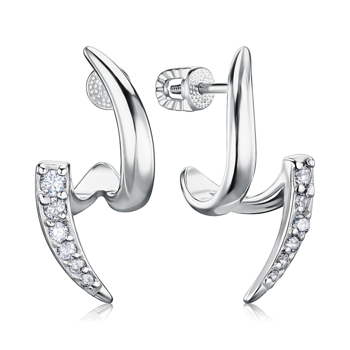 Срібні сережки з фіанітами. Артикул 41325/12/1/182