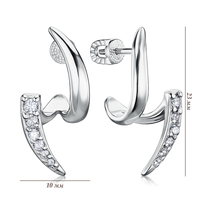 Срібні сережки з фіанітами. Артикул 41325/12/1/182