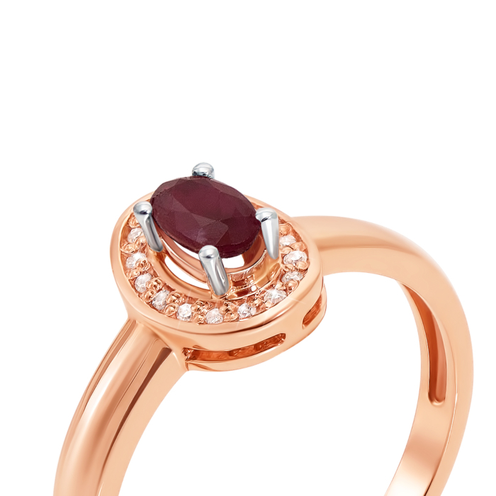 Золотое кольцо с рубином и бриллиантами. Артикул 52626/0.8Sруб