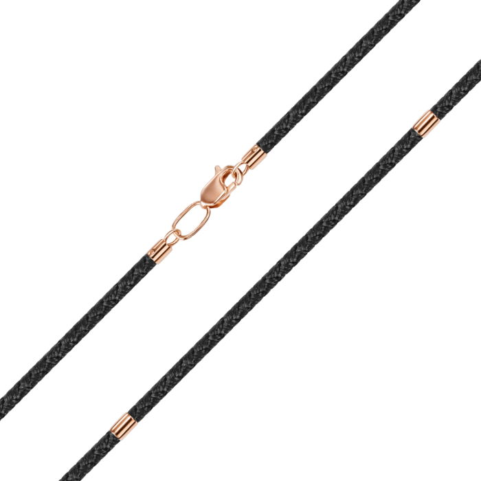 Черный текстильный шнурок со вставками и застежкой из красного золота. Артикул 06163-35/01/0