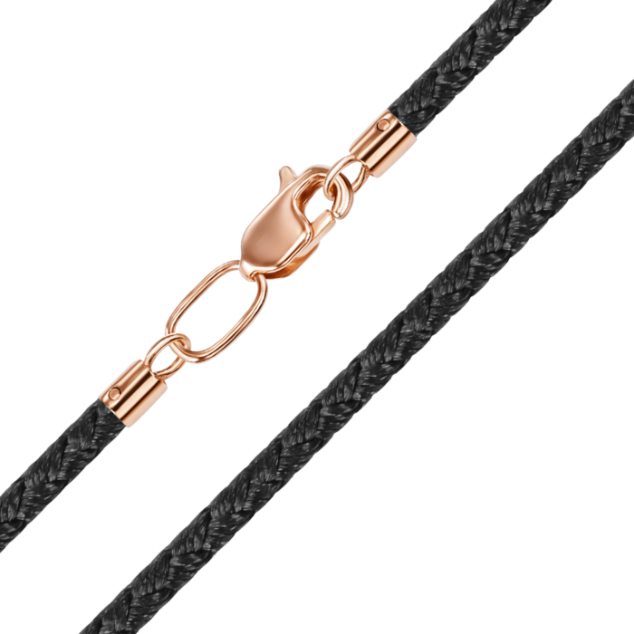 Чорний текстильний шнурок зі вставками та застібкою з червоного золота. Артикул 06163-35/01/0