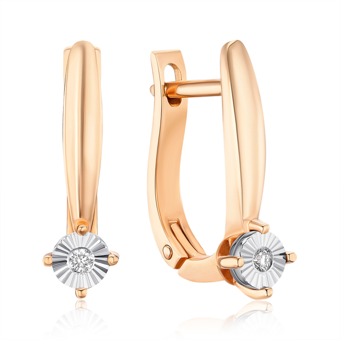 Золоті сережки з діамантом. Артикул 520035/14/3/8566