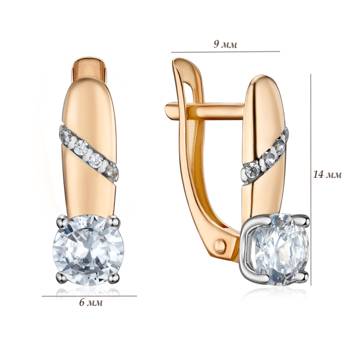 Золоті сережки з фіанітами 22235/01/1/145
