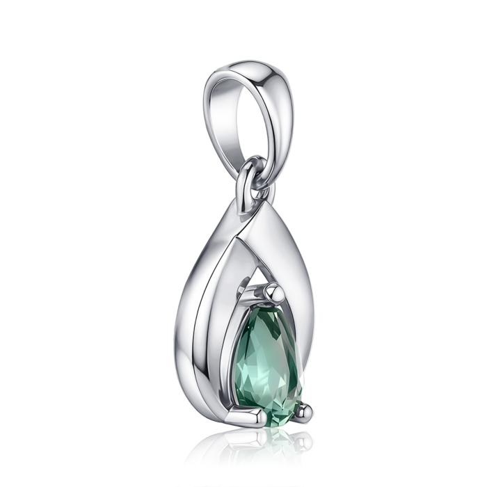 Серебряная подвеска с искусственным зеленым кварцем 35335/12/1/3764