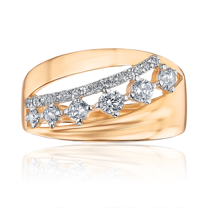 Золотое кольцо с фианитами. Артикул 13635/01/1/2776