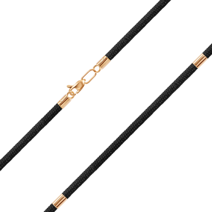 Ювелирный шнурок с золотыми вставками и застежкой. Артикул 06184-45/01/0