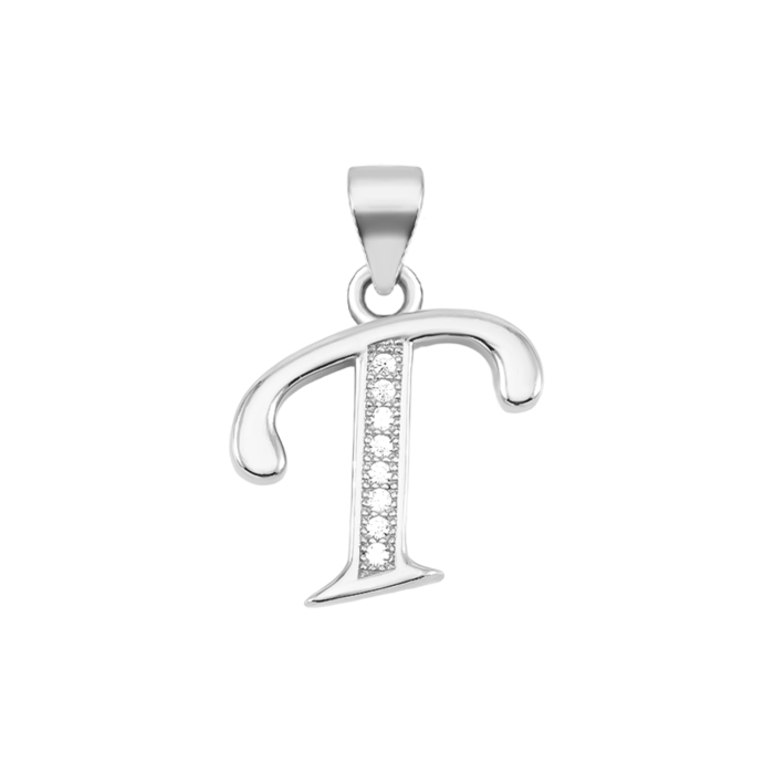 Серебряная подвеска Буква Т с фианитами. Артикул UG5540171б