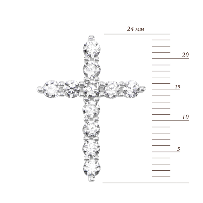 Срібний хрестик з фіанітами. Артикул UG5540212б