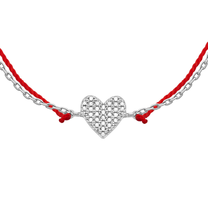 Браслет на нитці Серце з фіанітами. Артикул UG5550229б