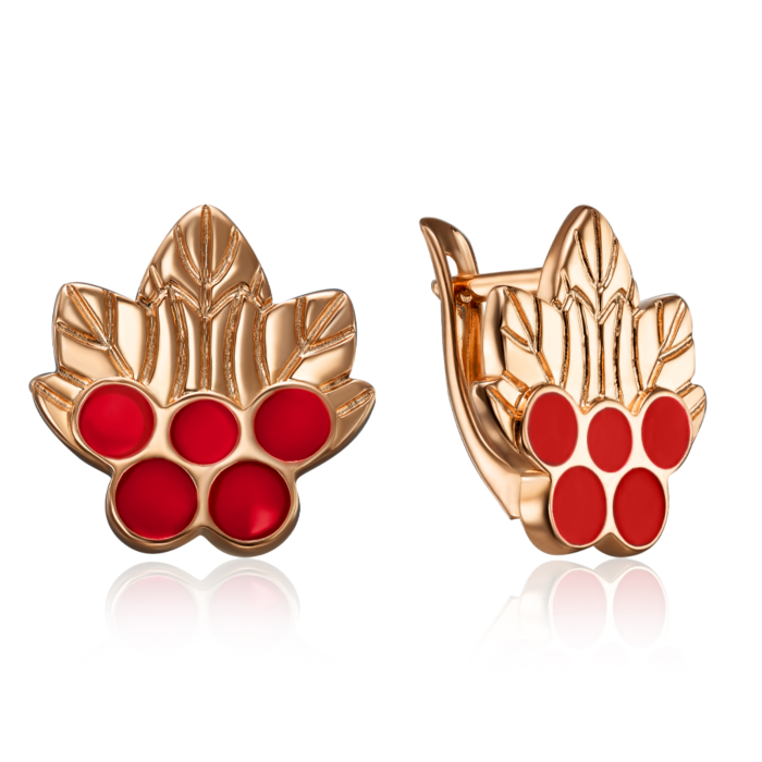 Золотые серьги с эмалью. Артикул 23255/01/0/392