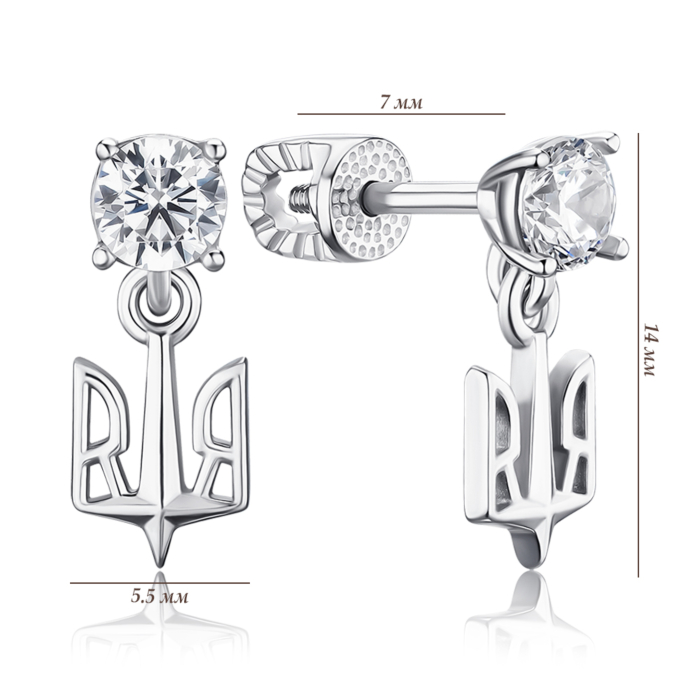 Срібні сережки з фіанітами 41355/12/1/29