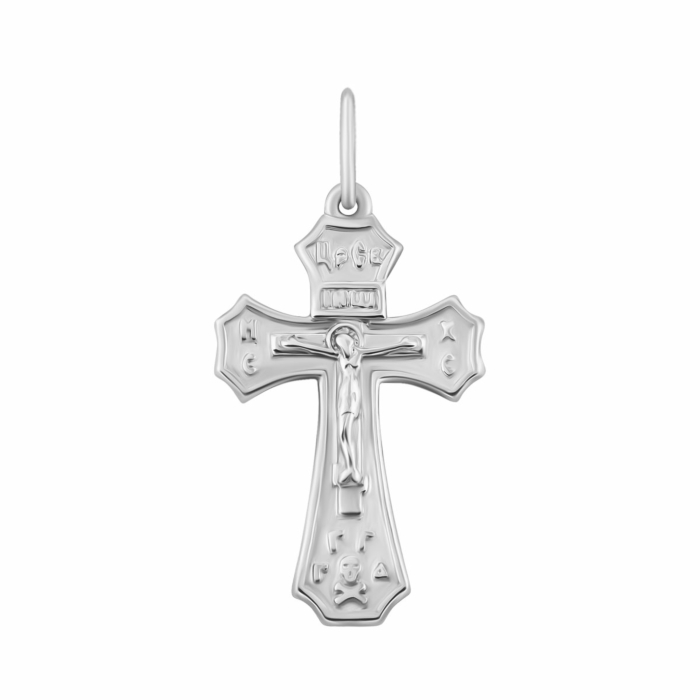 Срібний хрестик. Розп'яття Христове. Артикул UG5554 родий