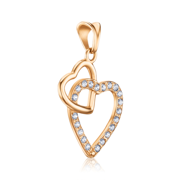 Золотая подвеска «Сердце» с фианитами. Артикул 3555