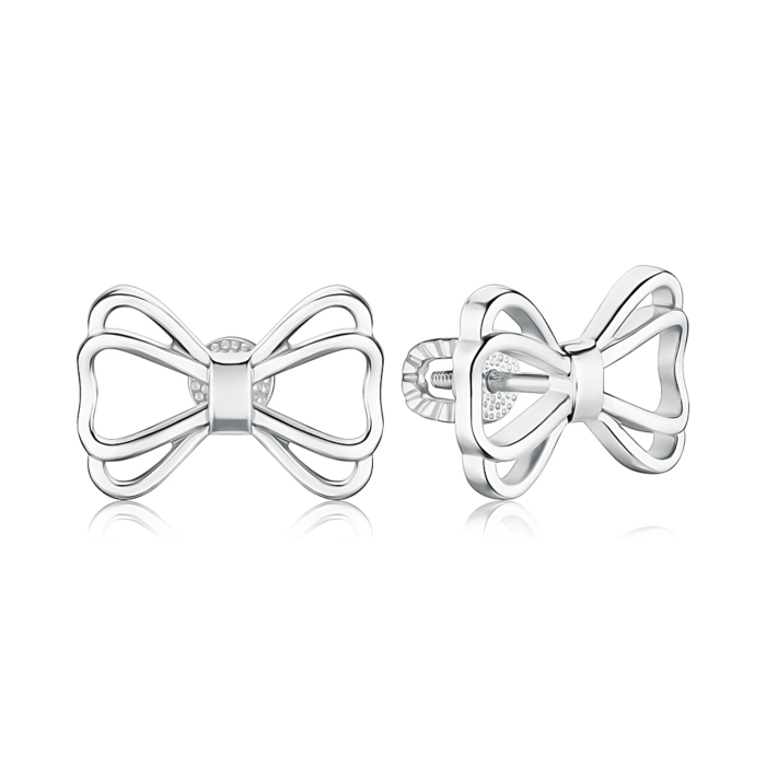 Серебряные серьги без вставки. Артикул 41365/12/1