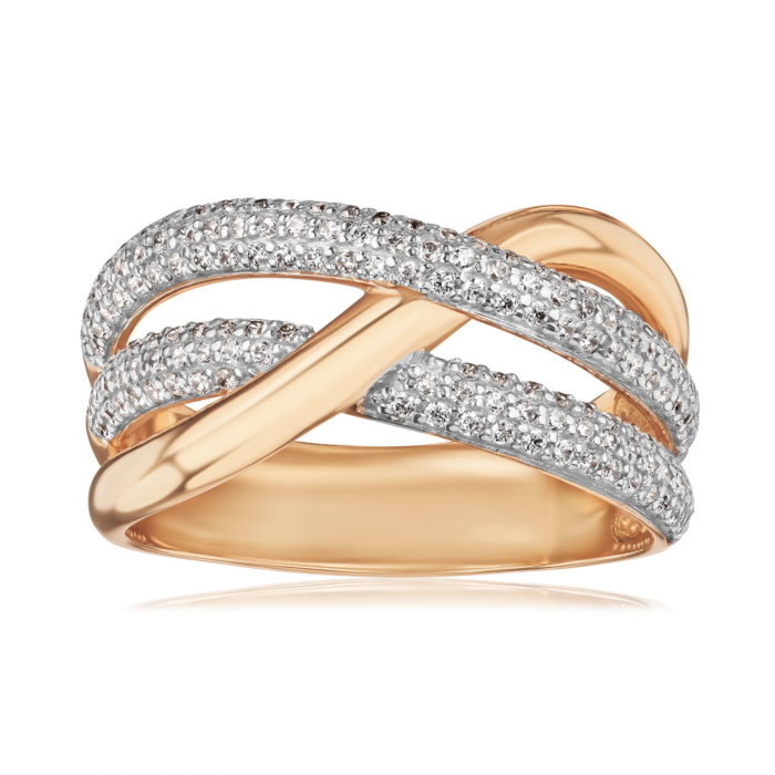 Золотое кольцо с фианитами 13365/01/1/42