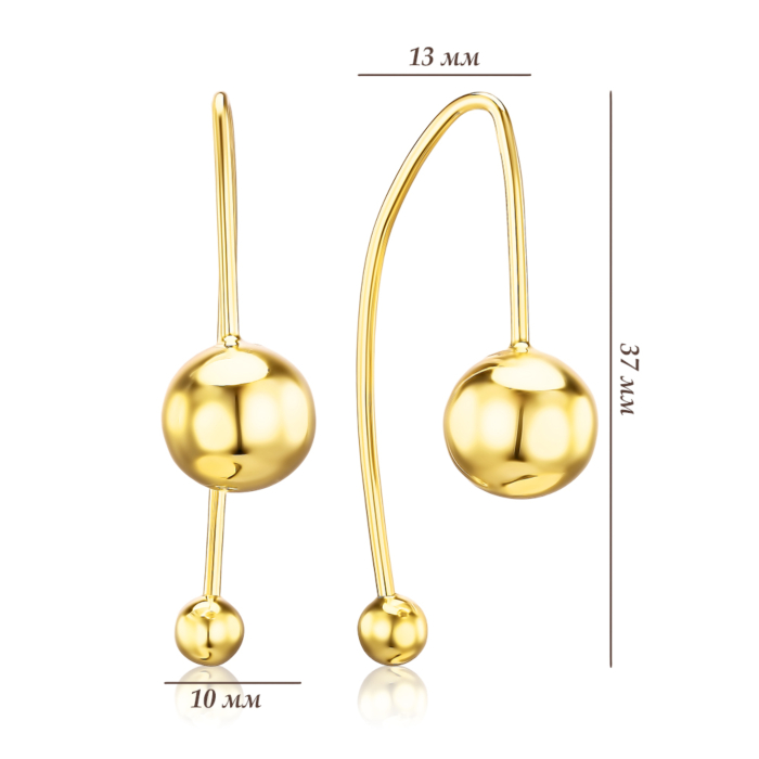 Серьги из желтого золота без вставки 02465/03/0