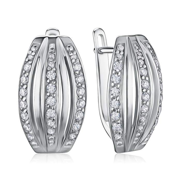 Серебряные серьги с фианитами с40295