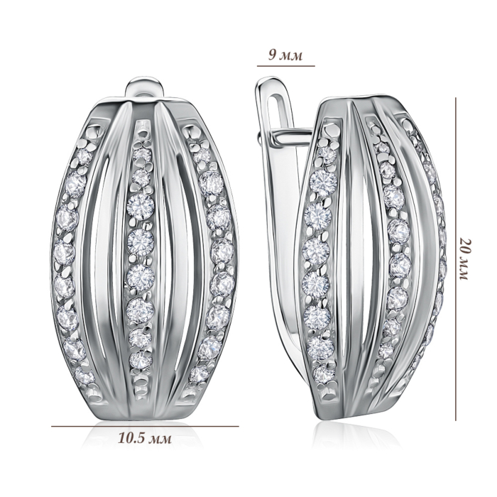 Серебряные серьги с фианитами с40295