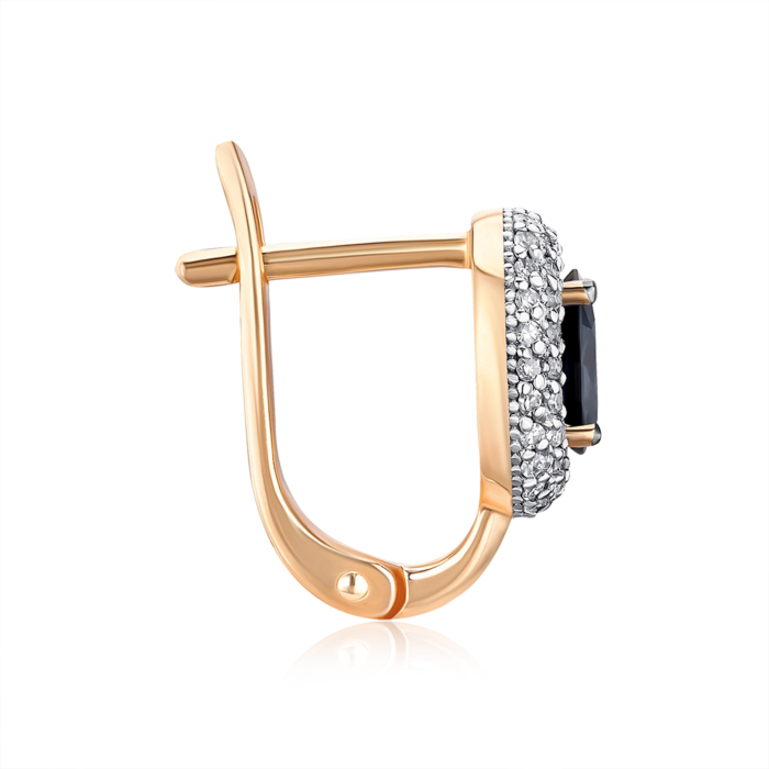 Золоті сережки з сапфіром та діамантами. Артикул 53895/01/1/8121