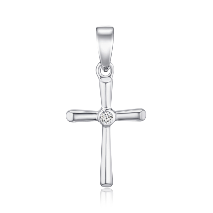 Золотой крестик с бриллиантом. Артикул 560106/02/1/8566