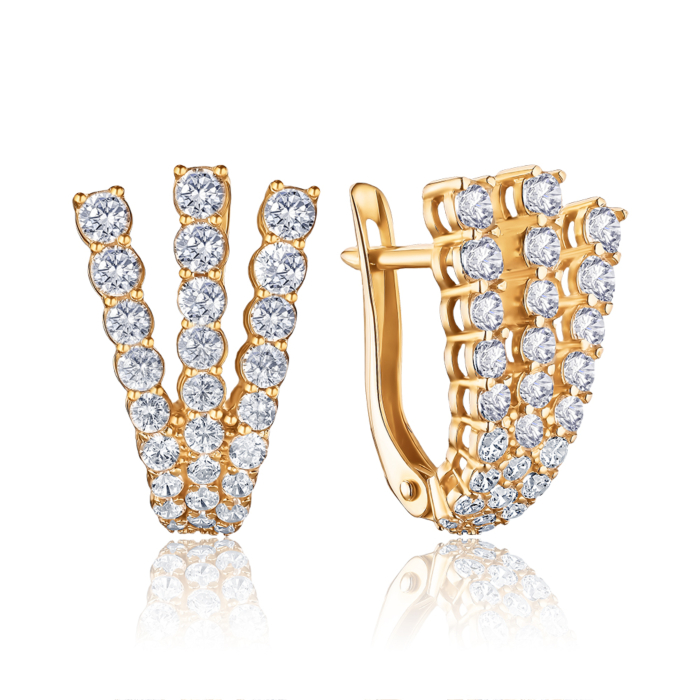 Золотые серьги с фианитами 23116/01/0/202