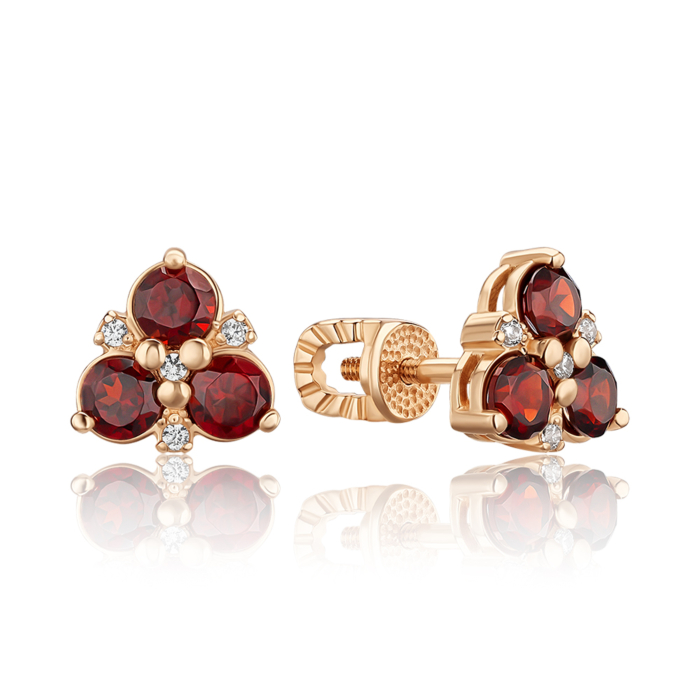 Золоті сережки з гранатом. Артикул 540316/01/0/5211