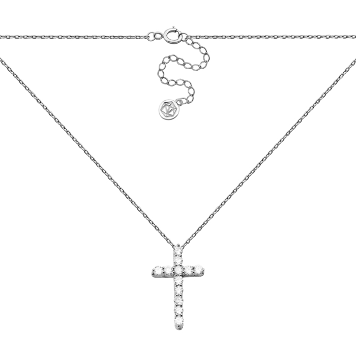 Серебряное колье Крестик с фианитами. Артикул UG56201_50