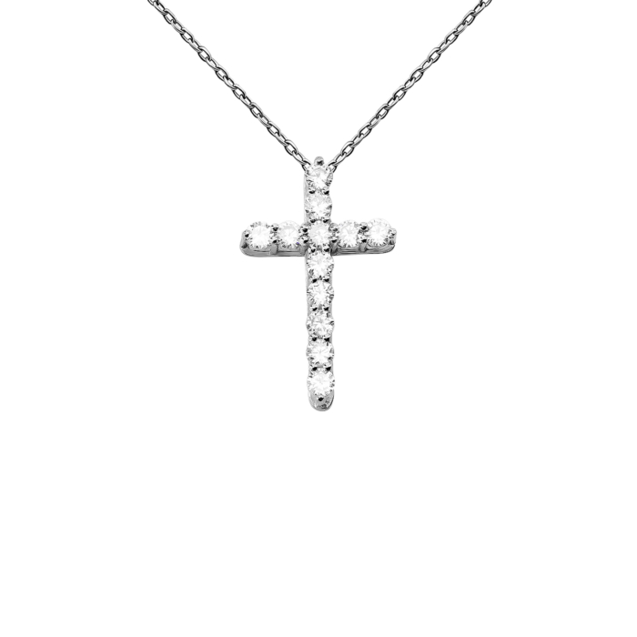 Серебряное колье Крестик с фианитами. Артикул UG56201_50