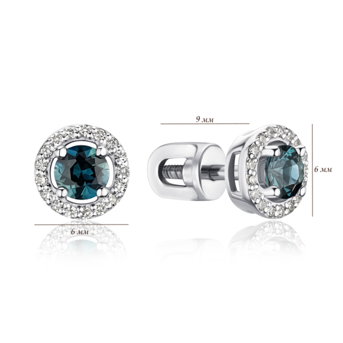 Золоті сережки-пусети з сапфіром та діамантами 8070126/02/1/8300