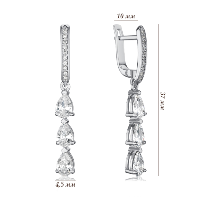 Срібні сережки з фіанітами 40526/12/1/2542
