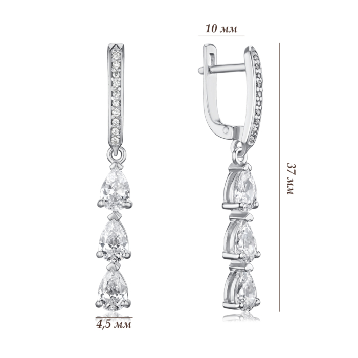 Срібні сережки з фіанітами Tesori 40526/12/1/4906