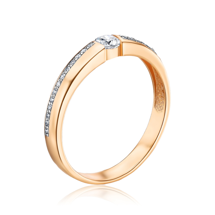 Золотое кольцо с фианитами 13526/01/1/142