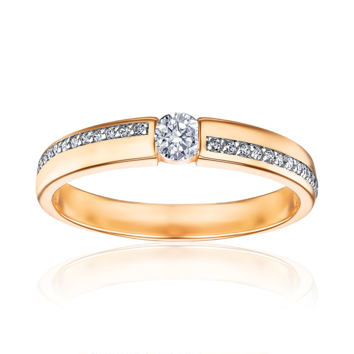 Золотое кольцо с фианитами 13526/01/1/142