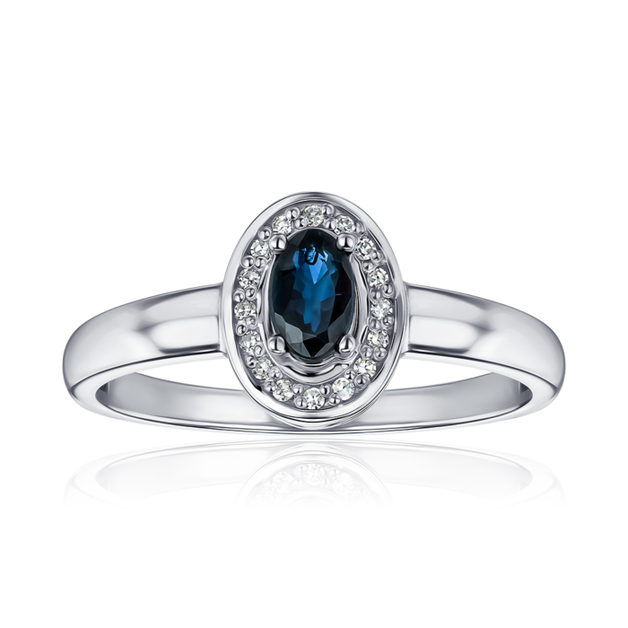 Золота каблучка з сапфіром та діамантами. Артикул 52626/02/1/8051