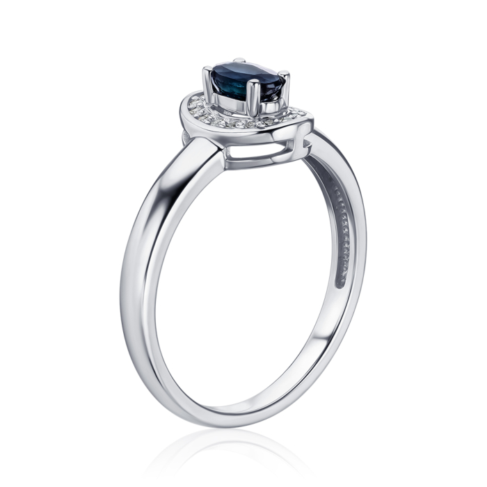 Золота каблучка з сапфіром та діамантами. Артикул 52626/02/1/8051