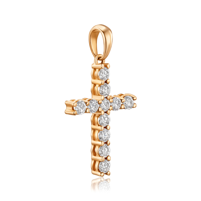 Золотий хрестик з діамантами. Артикул 51926/01/0/8563