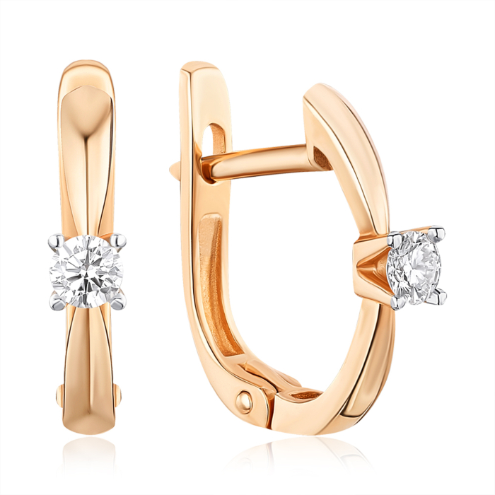 Золоті сережки з діамантом. Артикул 520036/01/1/8010