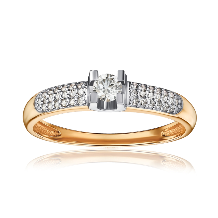 Золота каблучка з діамантами 53146/14/1/10015