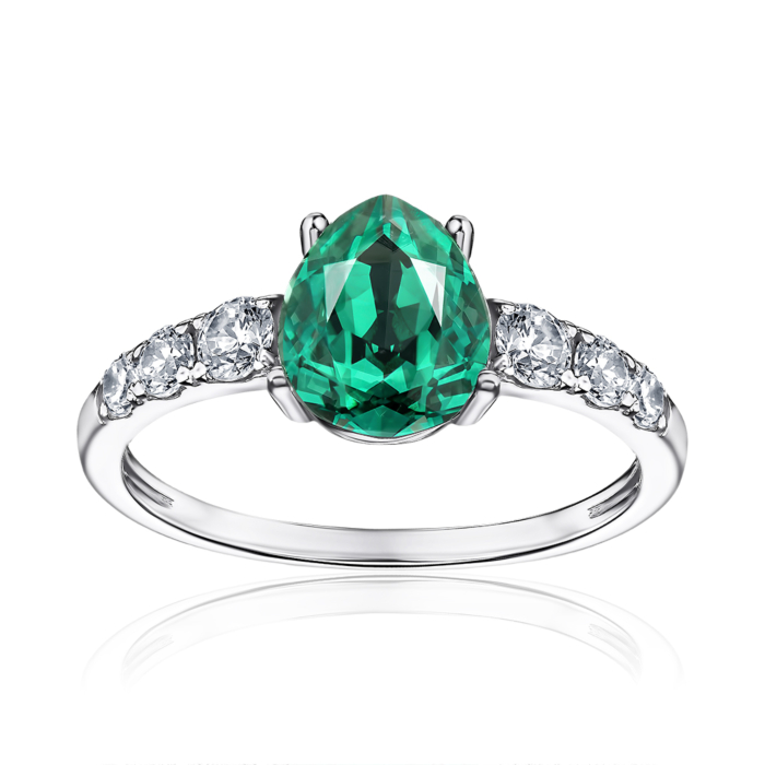 Серебряное кольцо с искусственным кварцем и фианитами 00946/12/1/2384