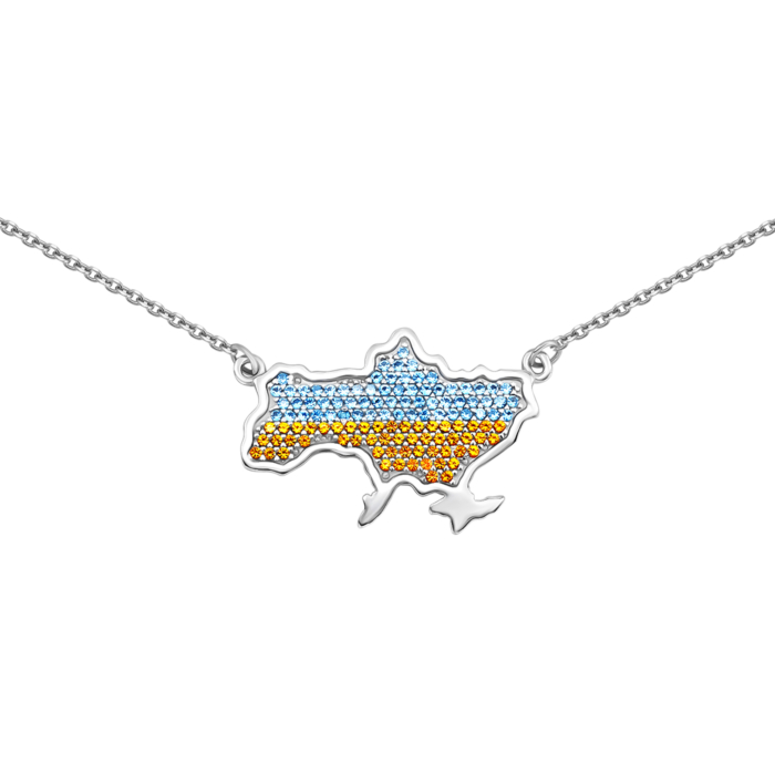 Серебряное колье Украина с фианитами. Артикул UG56508