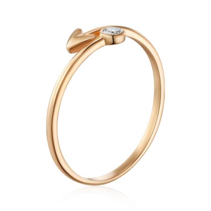 Золотое кольцо с фианитом. Артикул 13256/01/0/52