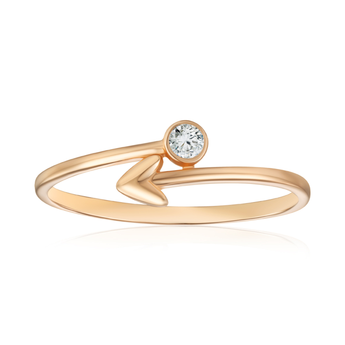Золотое кольцо с фианитом. Артикул 13256/01/0/52