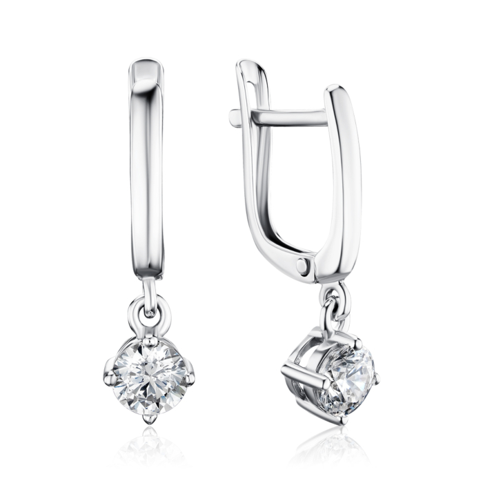 Срібні сережки з фіанітом 40456/12/1/22