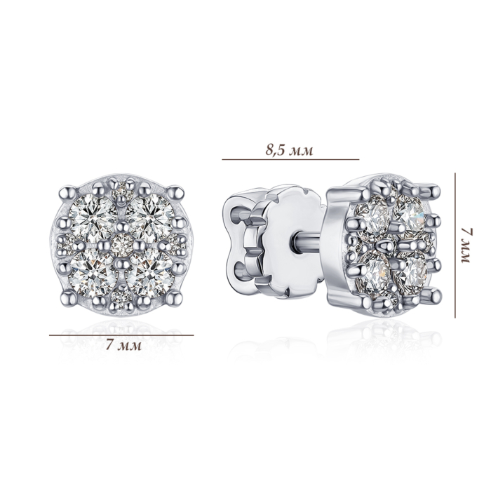 Золотые серьги-пуссеты с бриллиантами 520186/02/1/9757