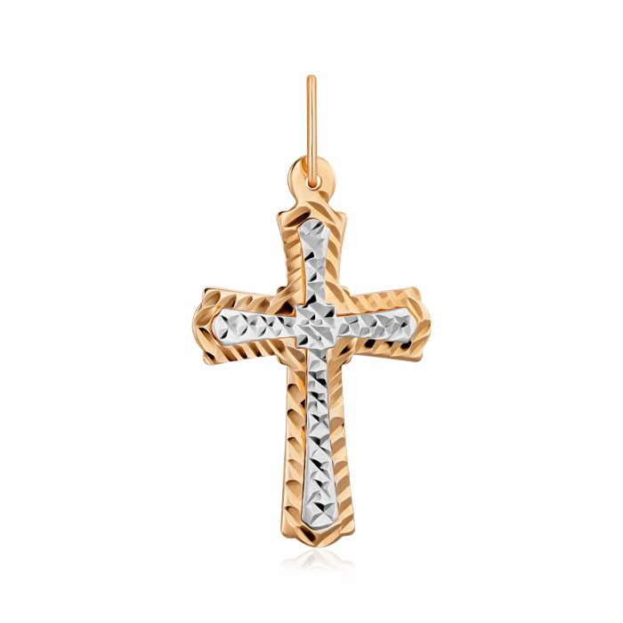 Золотой крестик с алмазной гранью. Артикул 30386/д