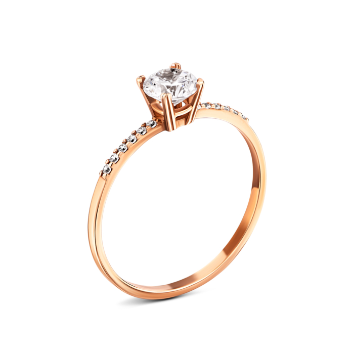 Золота каблучка з фіанітами.Артикул UG5КВ684(3)и