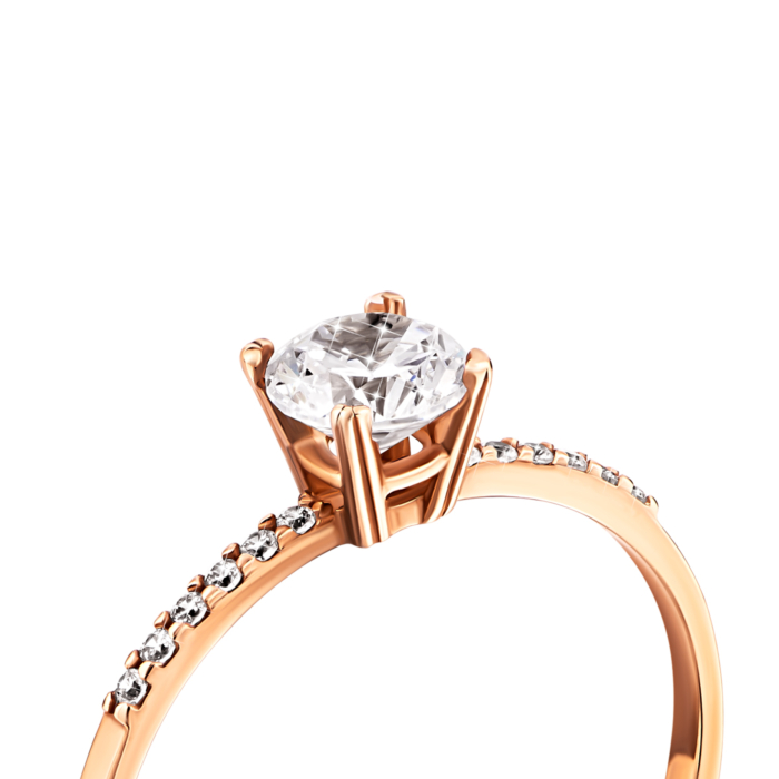 Золота каблучка з фіанітами.Артикул UG5КВ684(3)и