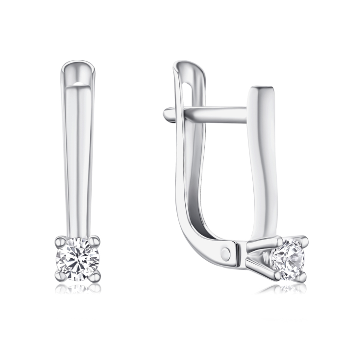 Золотые серьги с фианитом Tesori. Артикул 2886/02/1/4035