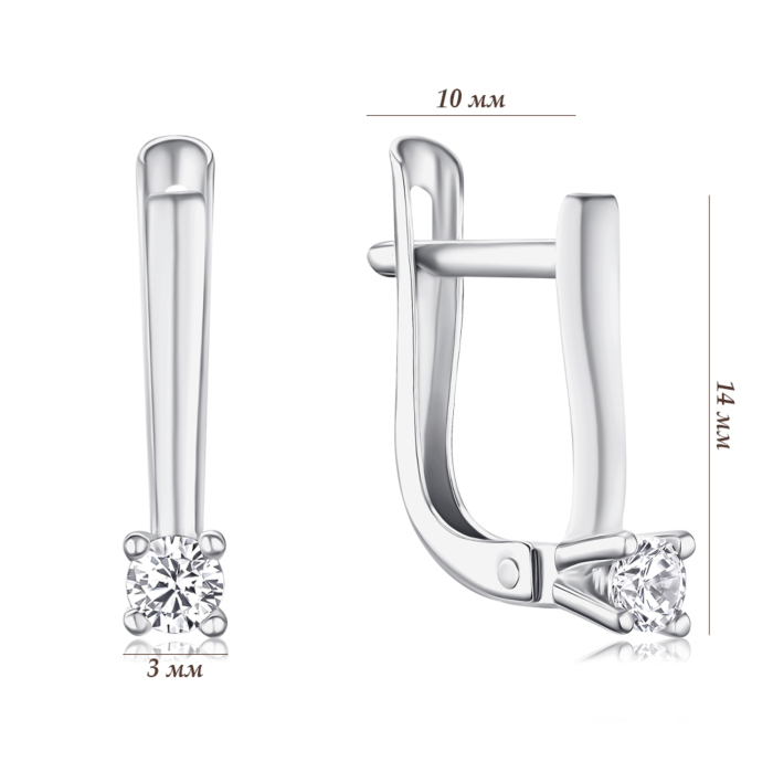 Золотые серьги с фианитом Tesori. Артикул 2886/02/1/4035